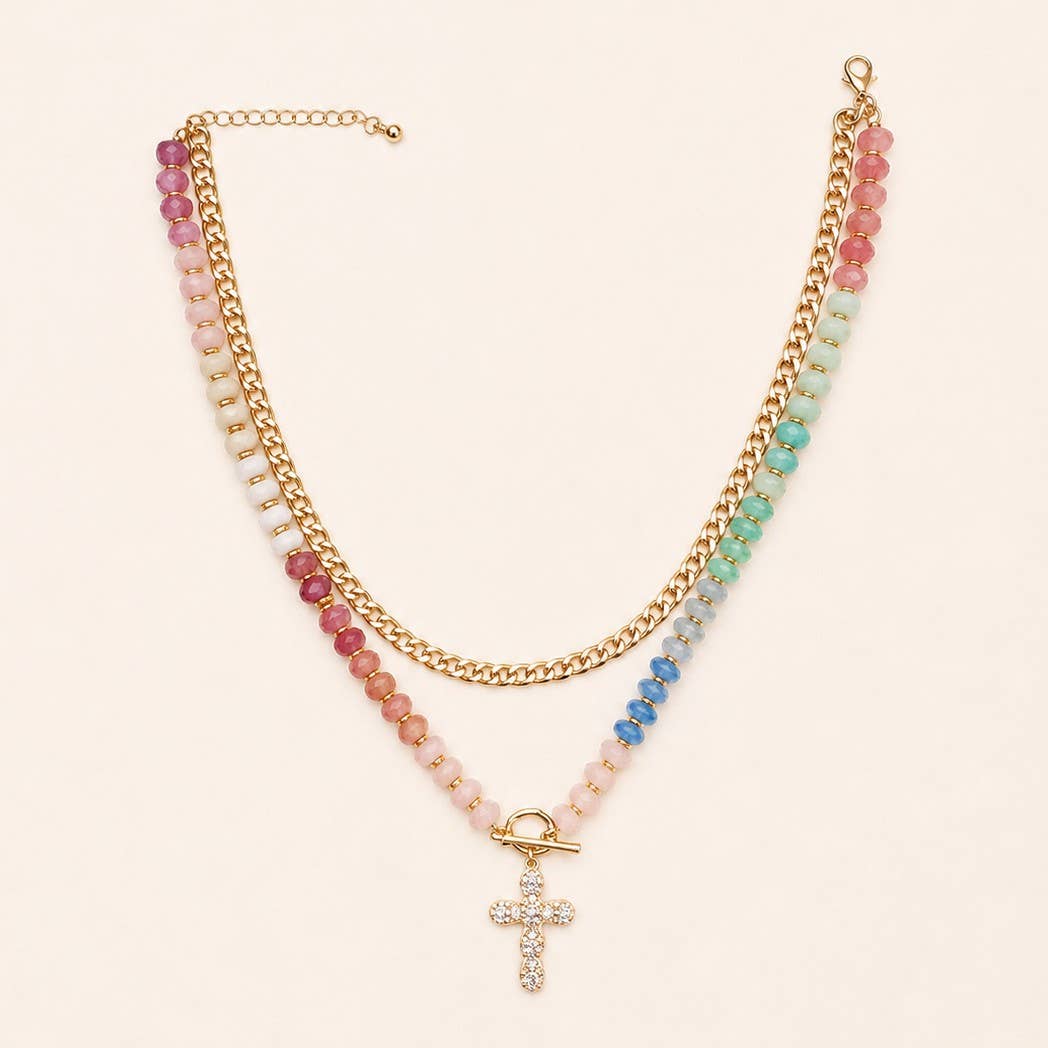- Multi Layer Pendant Resin Beaded Necklaces