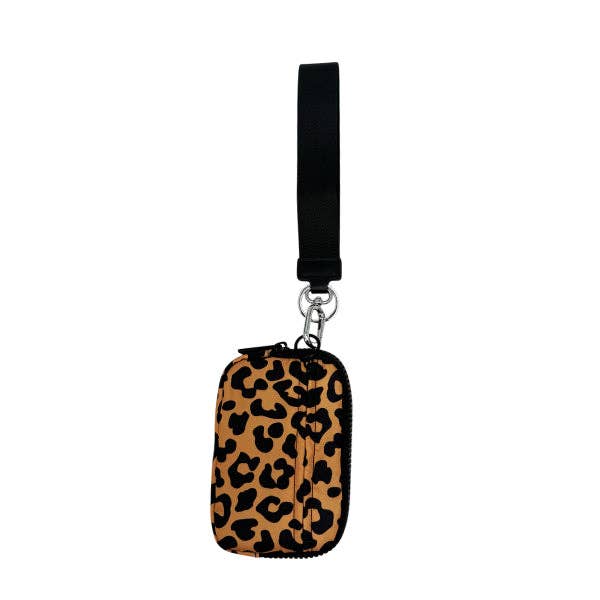 Wristlet Key Chain Single Pouch Leopard