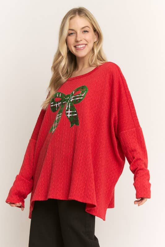 LONG SLEEVE TOP WITH CHRISTMAS PATCH