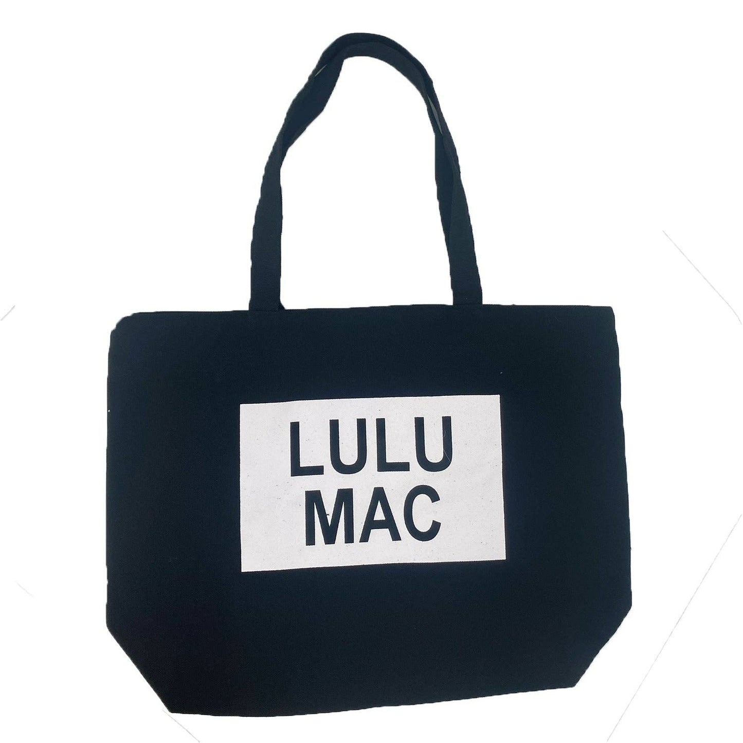 Lulu Mac Canvas Tote-Black With White Logo