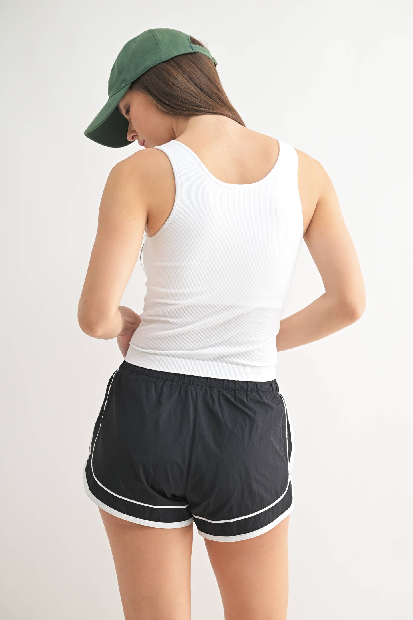 Classic Seamless Ribbed Tank Top: White with padding