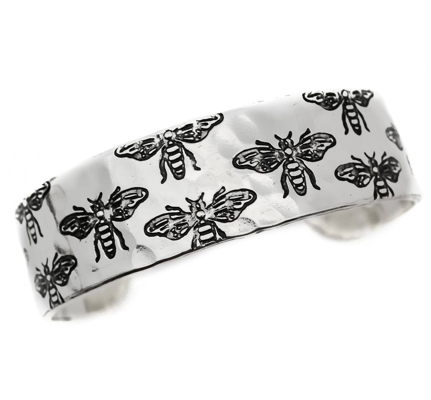 Anju Jewelry - Bees Silver Engraved Cuff Bracelet