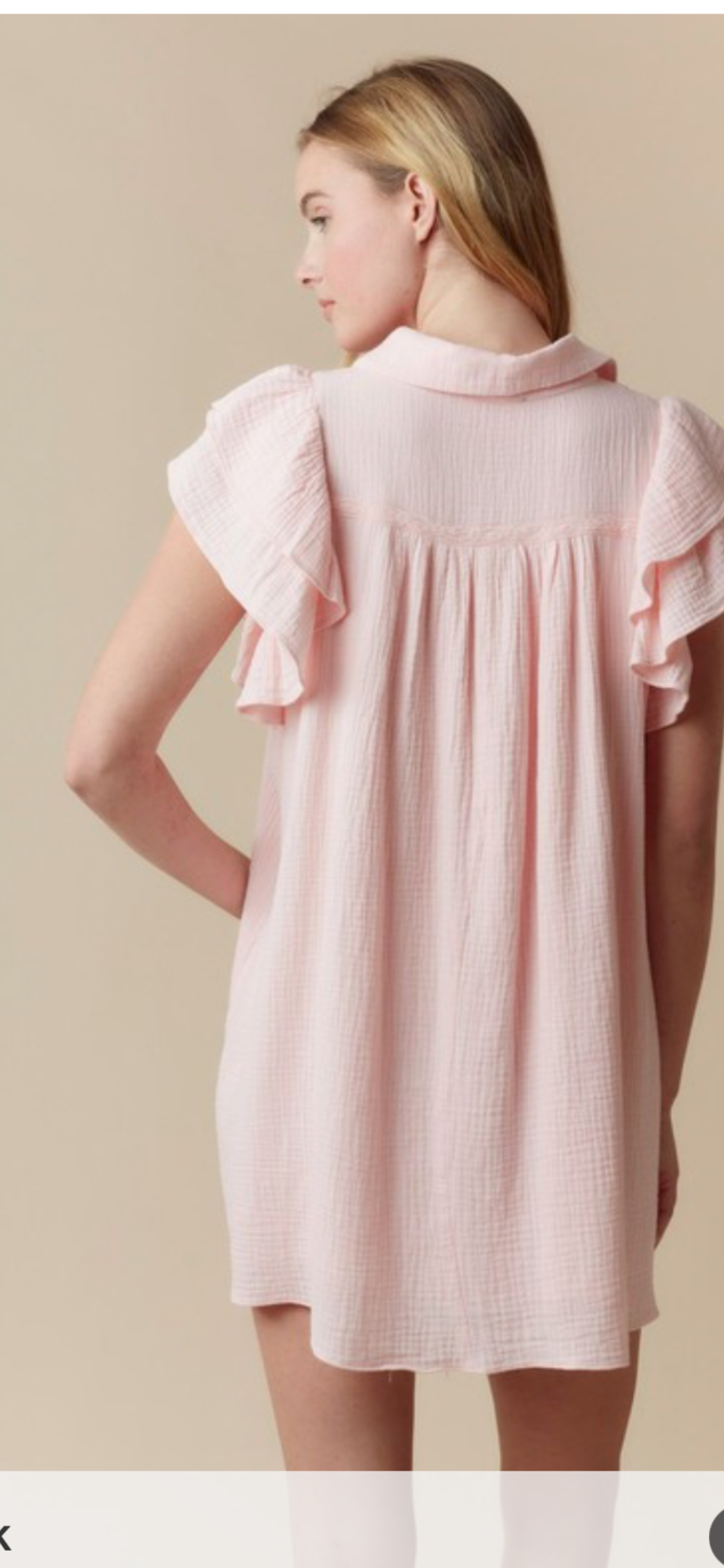 Soft pink ruffle sleeve mini dress
