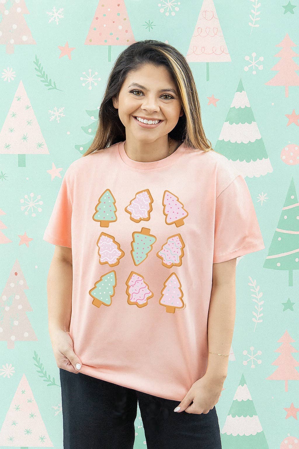 Southern Grace - Christmas Tree on Pink Tee