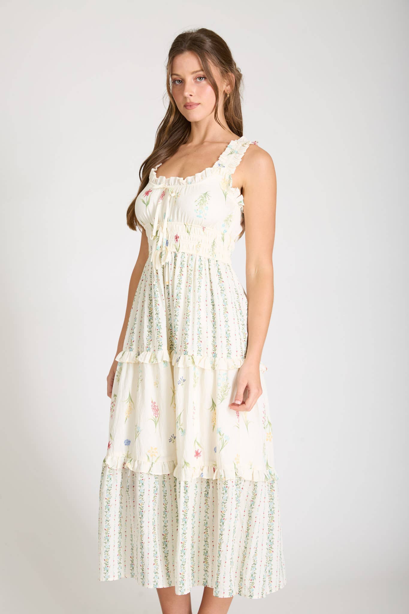 Embroidered step into a meadow dress