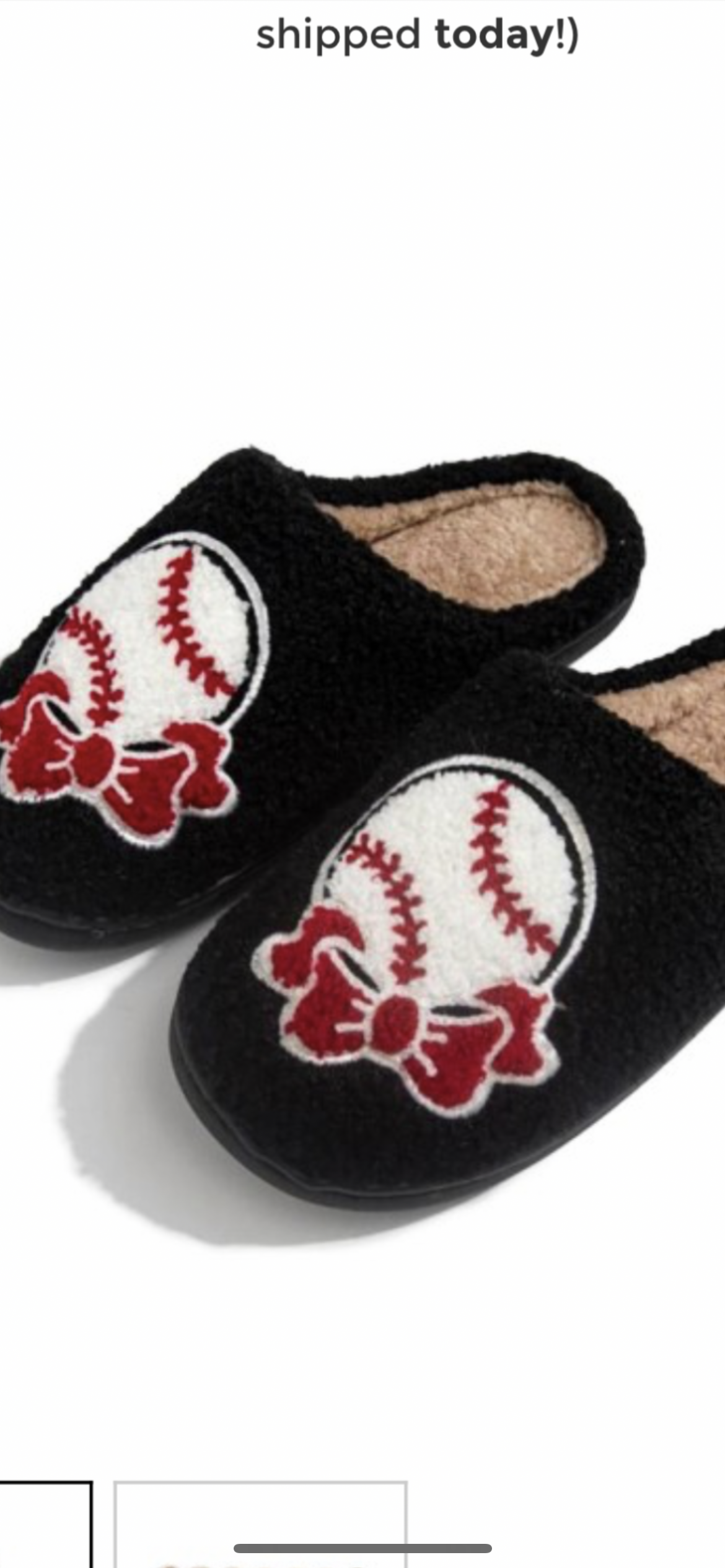 Baseball bow slippers