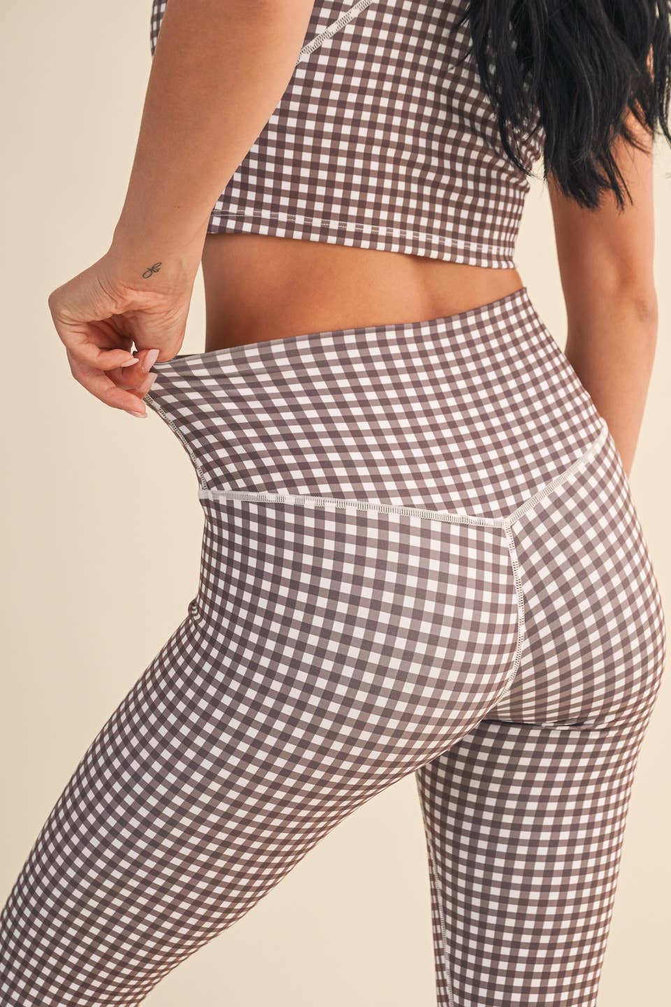 KIMBERLY C - Gingham Print Aligned Performance High-Rise Leggings