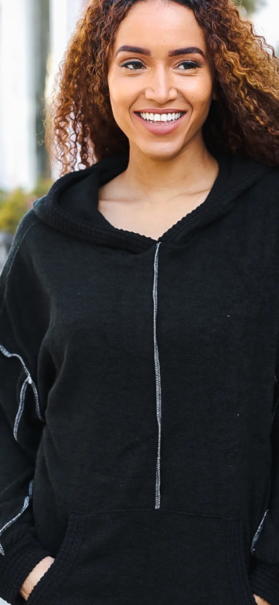 Exposed stiching hoodie