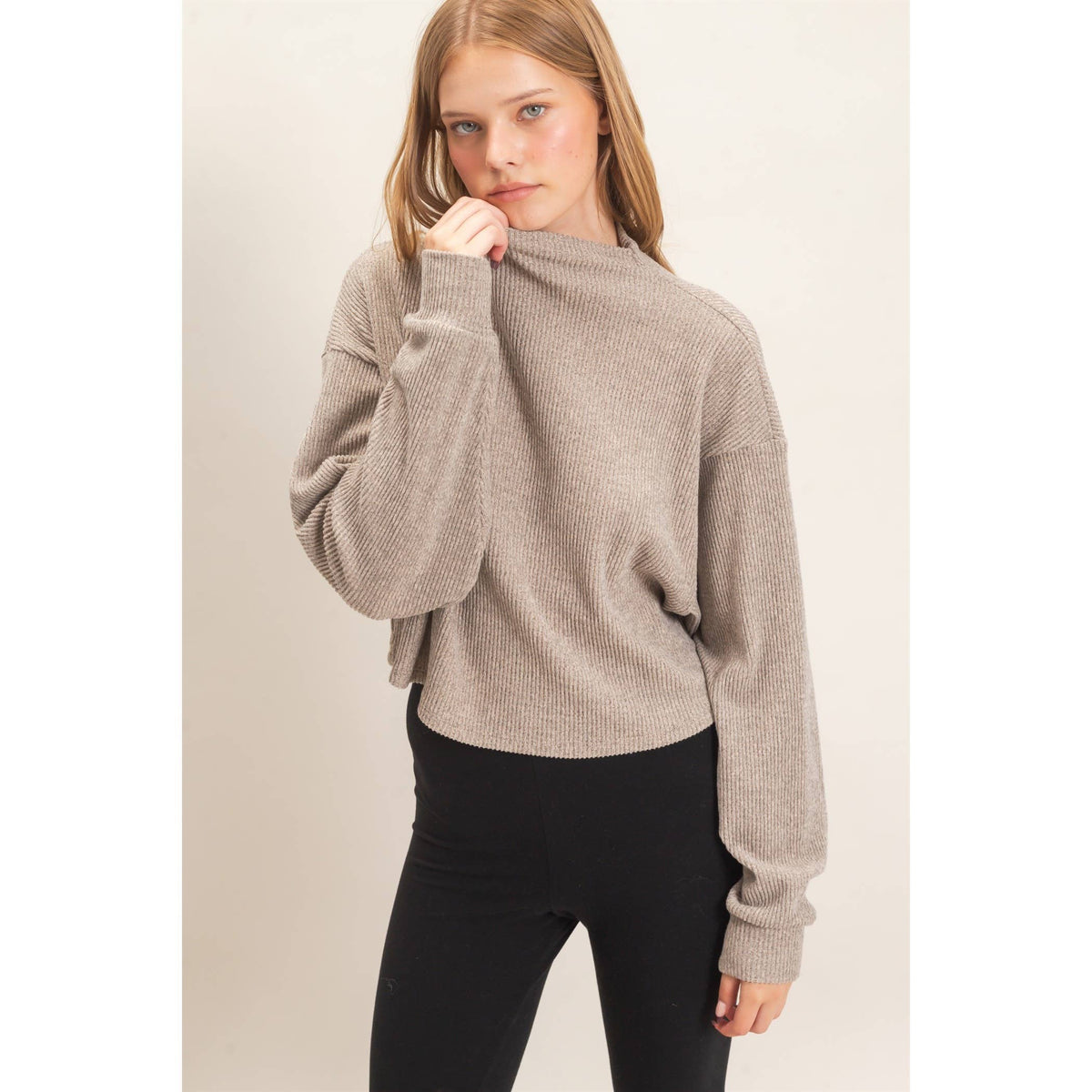 Ribbed Mock Neck Top
