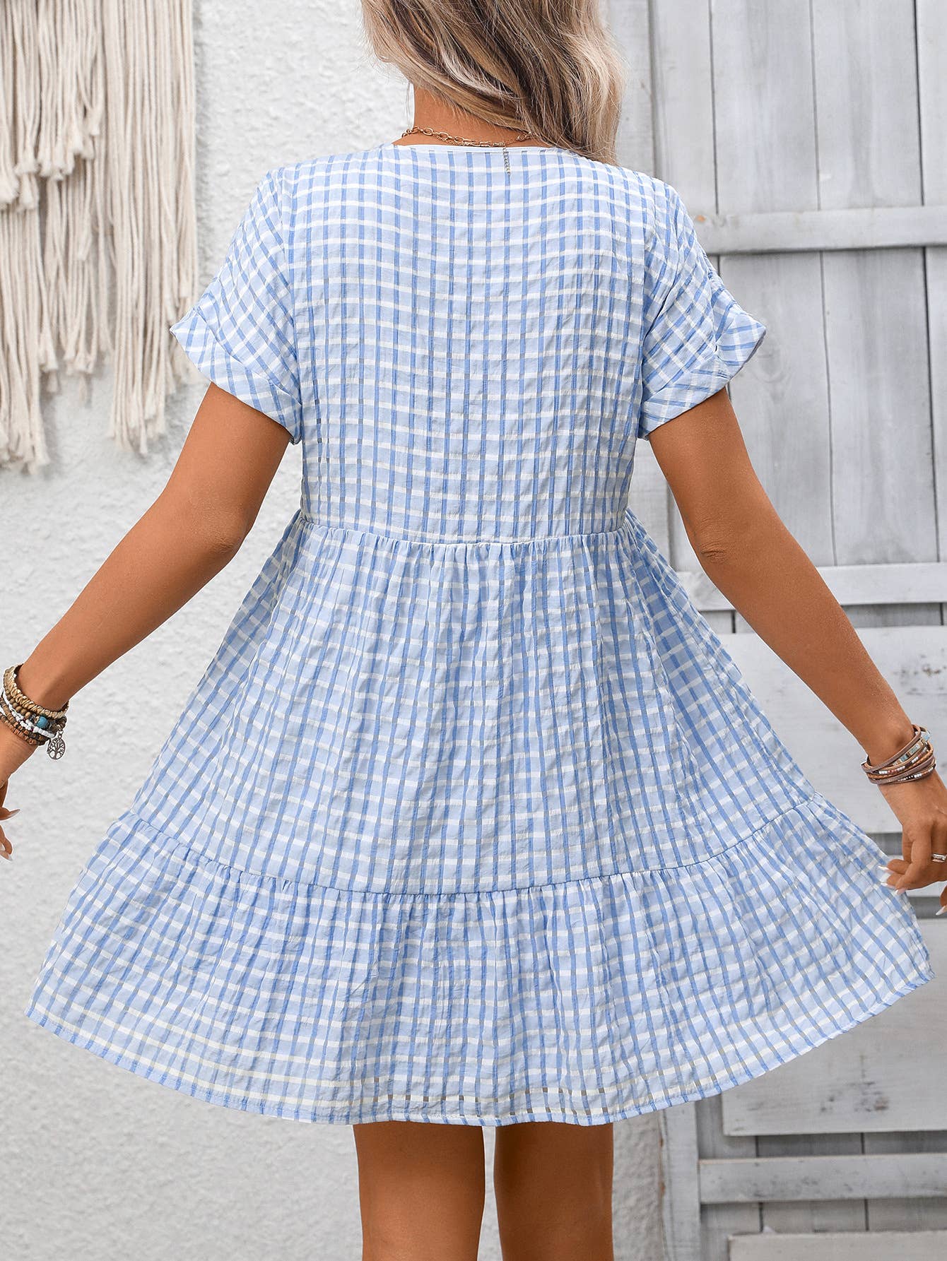 V Neck Baby Doll Dress