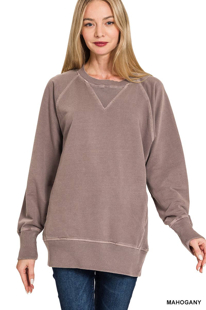 - Pigment Dyed French Terry Pullover With Pockets
