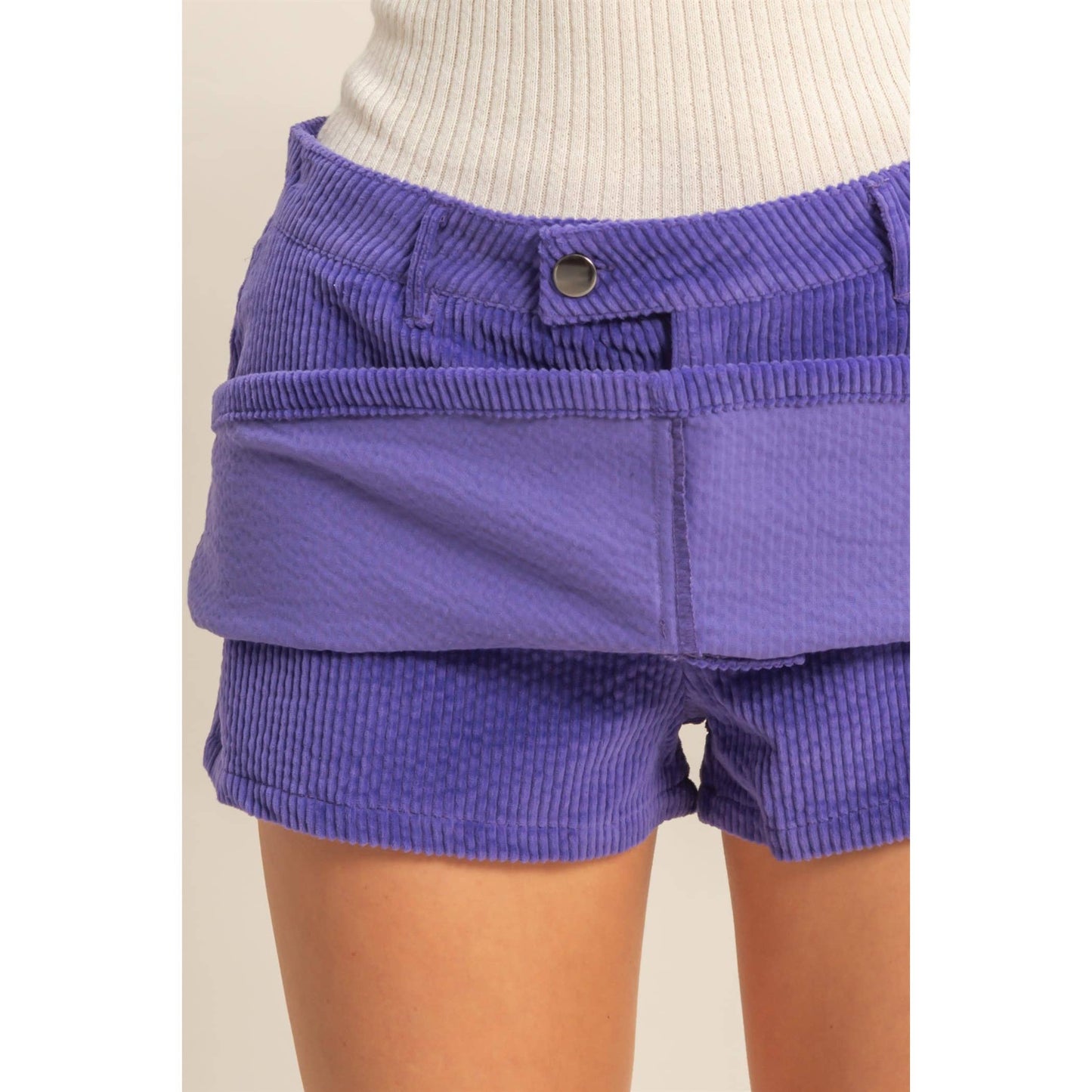 Corduroy Mid Waist Mini Skort