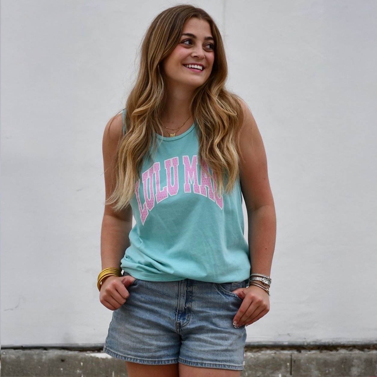 Lulu macPolka Dot Adult Chalky Mint Comfort Colors Tank