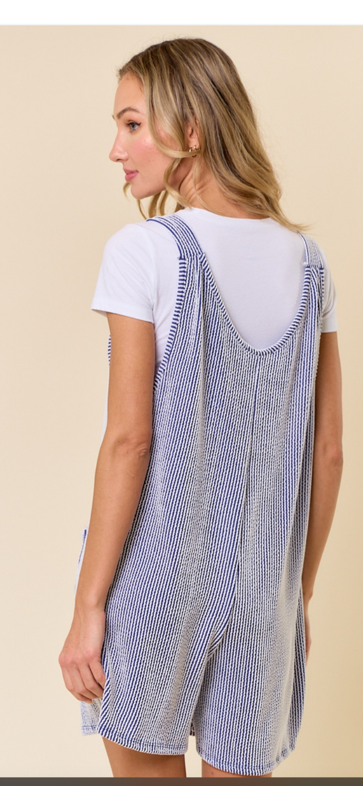 (Copy) White/blue ribbed romper