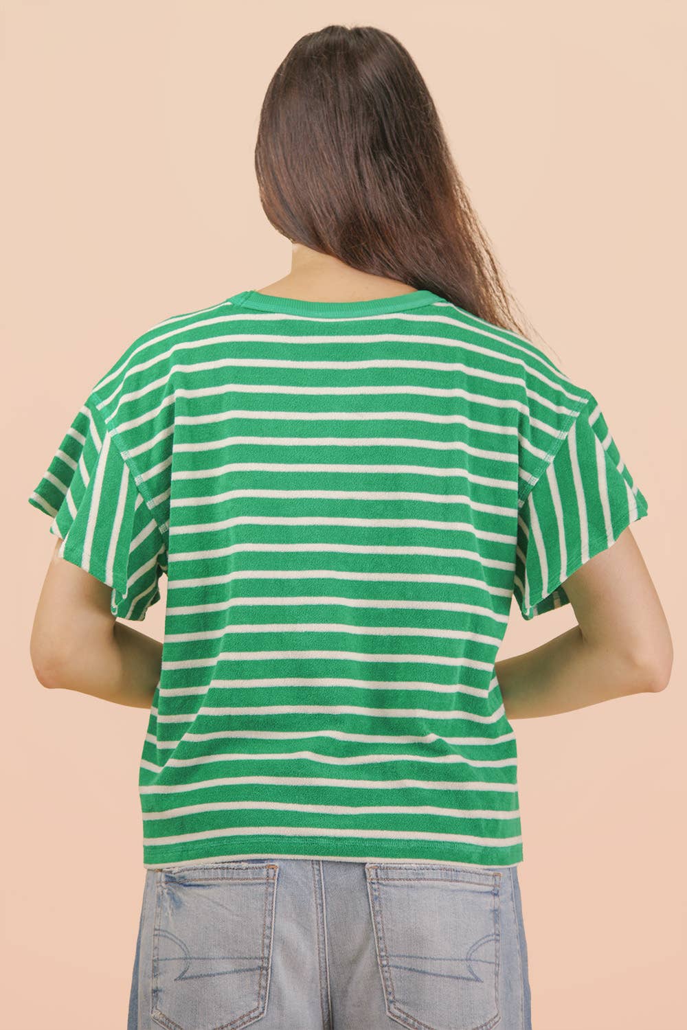 Terry knit stripes top