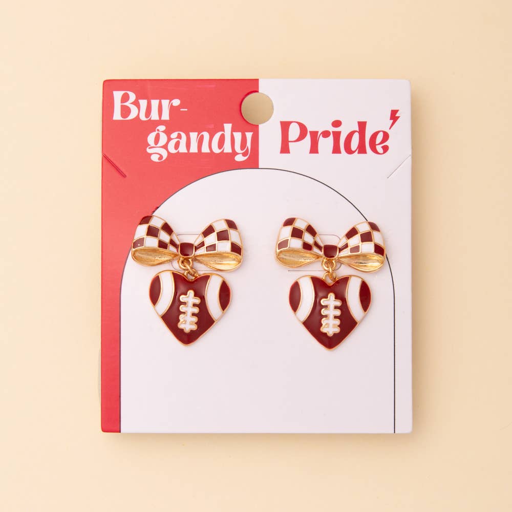 SP Sophia Collection - Enamel Heart and Heart-Shaped Football Post Dangle Earrings