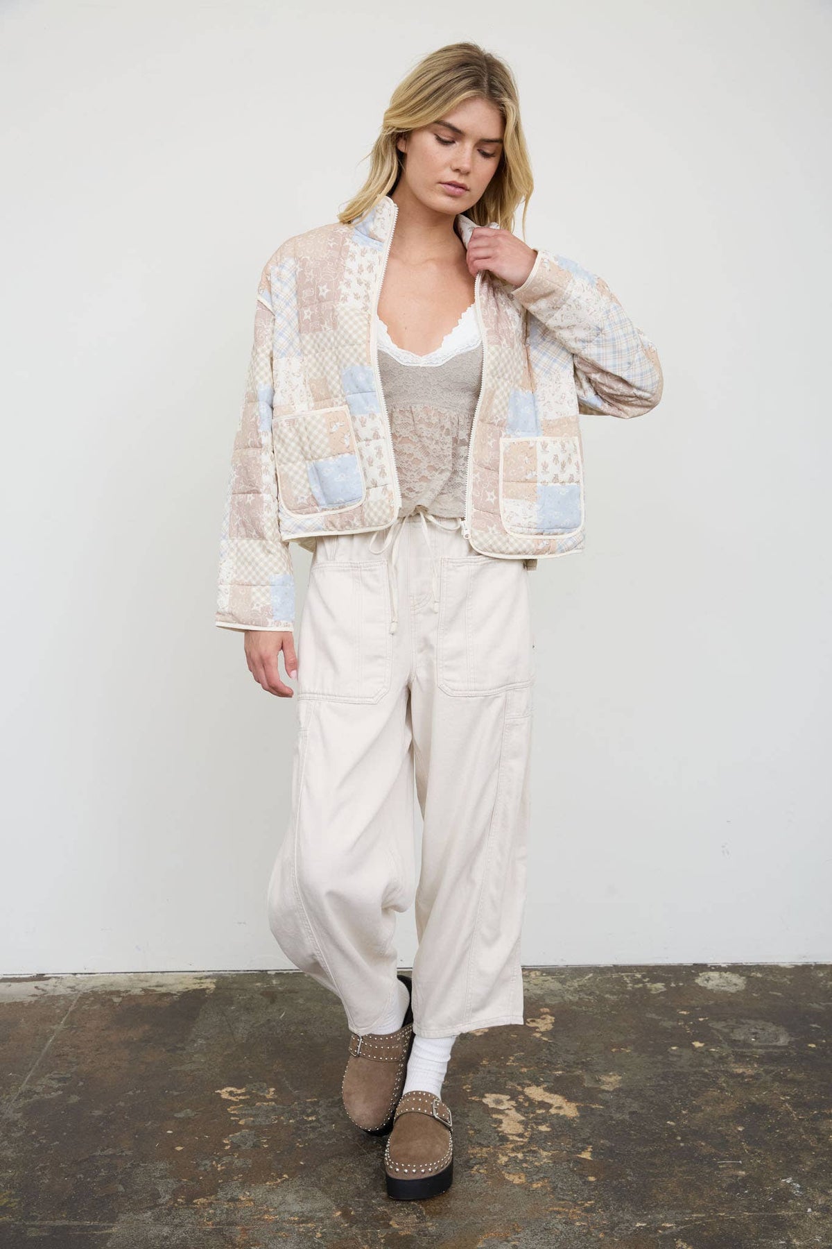 MULTI-PATTERN WESTERN QUILTED ZIP-UP JACKET