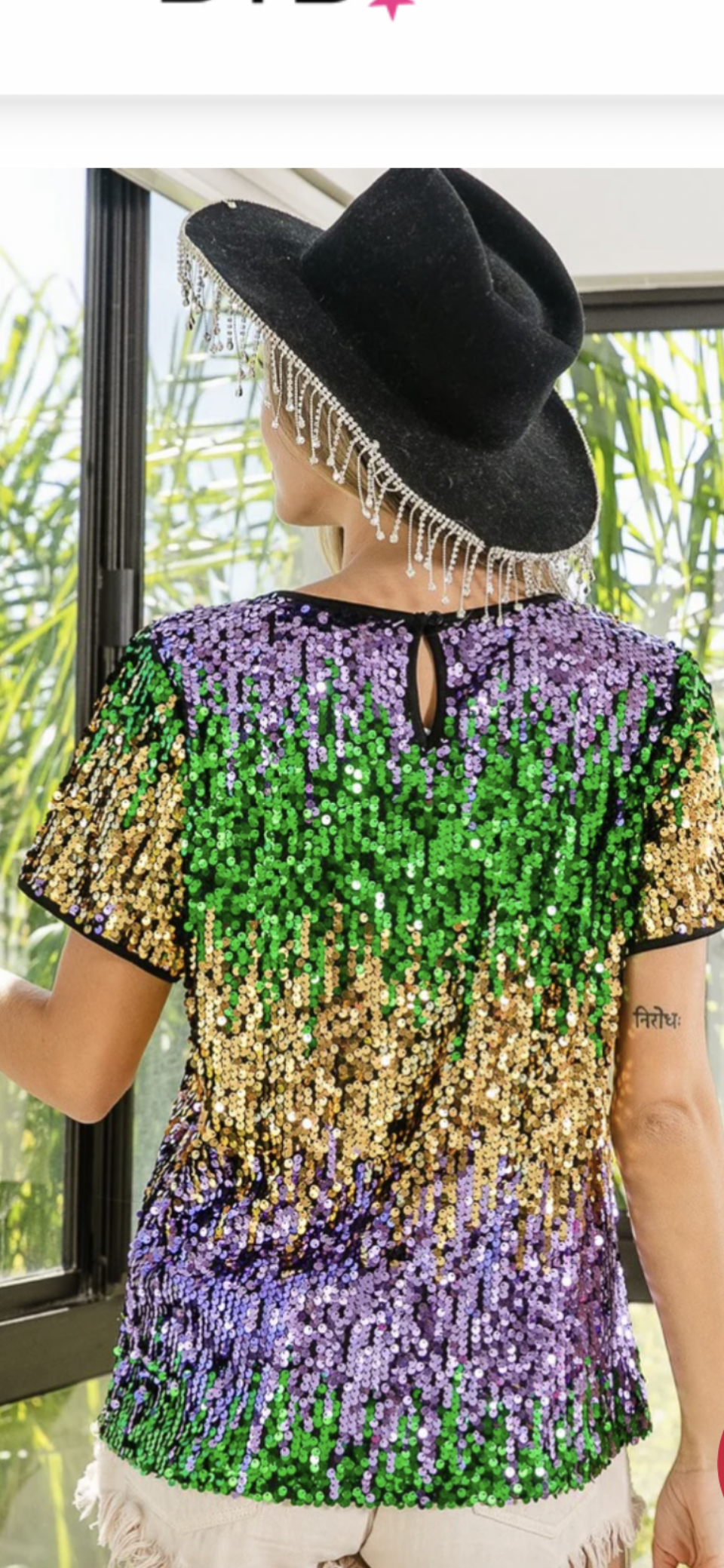 Bibi sequin party Gras top