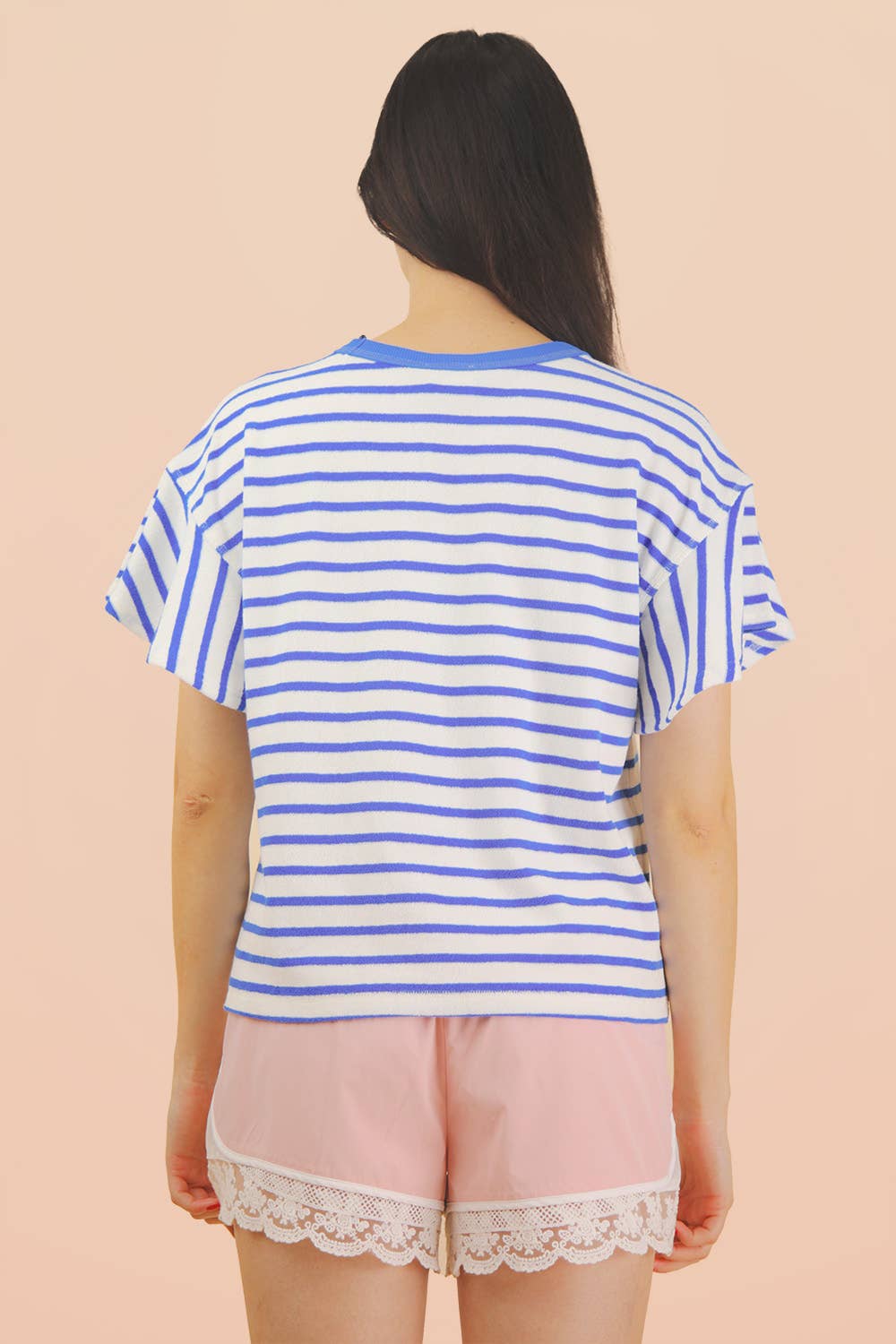 Terry knit stripes top