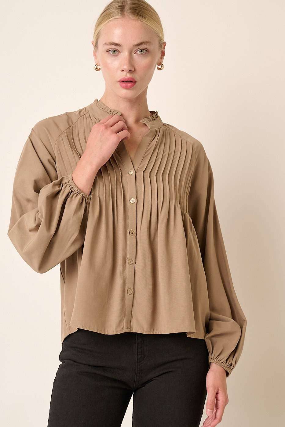 PIN TUCK DETAIL BLOUSE
