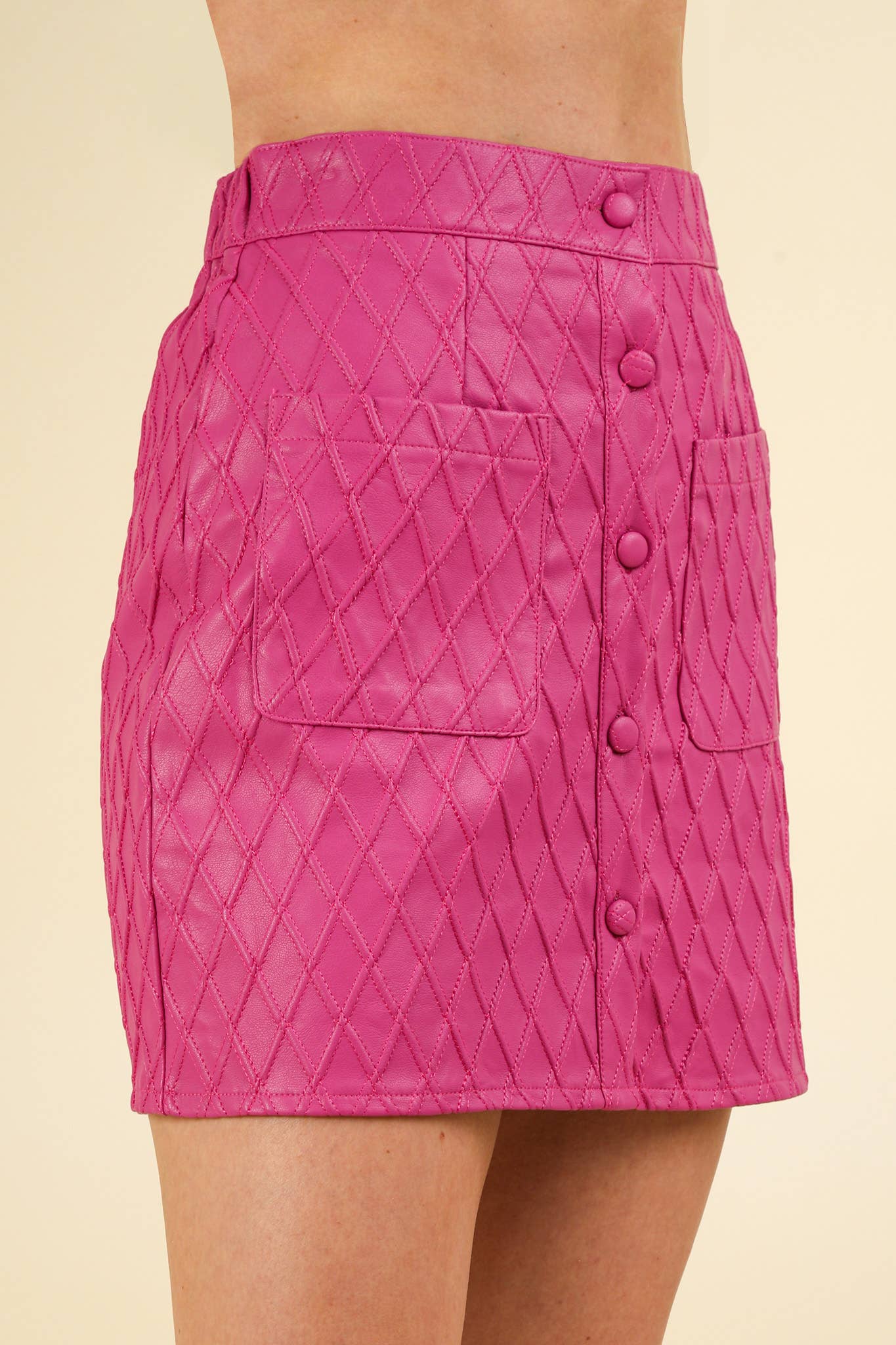 Available soon!!š„°Button Down Textured Vegan Faux Leather Mini Skirt