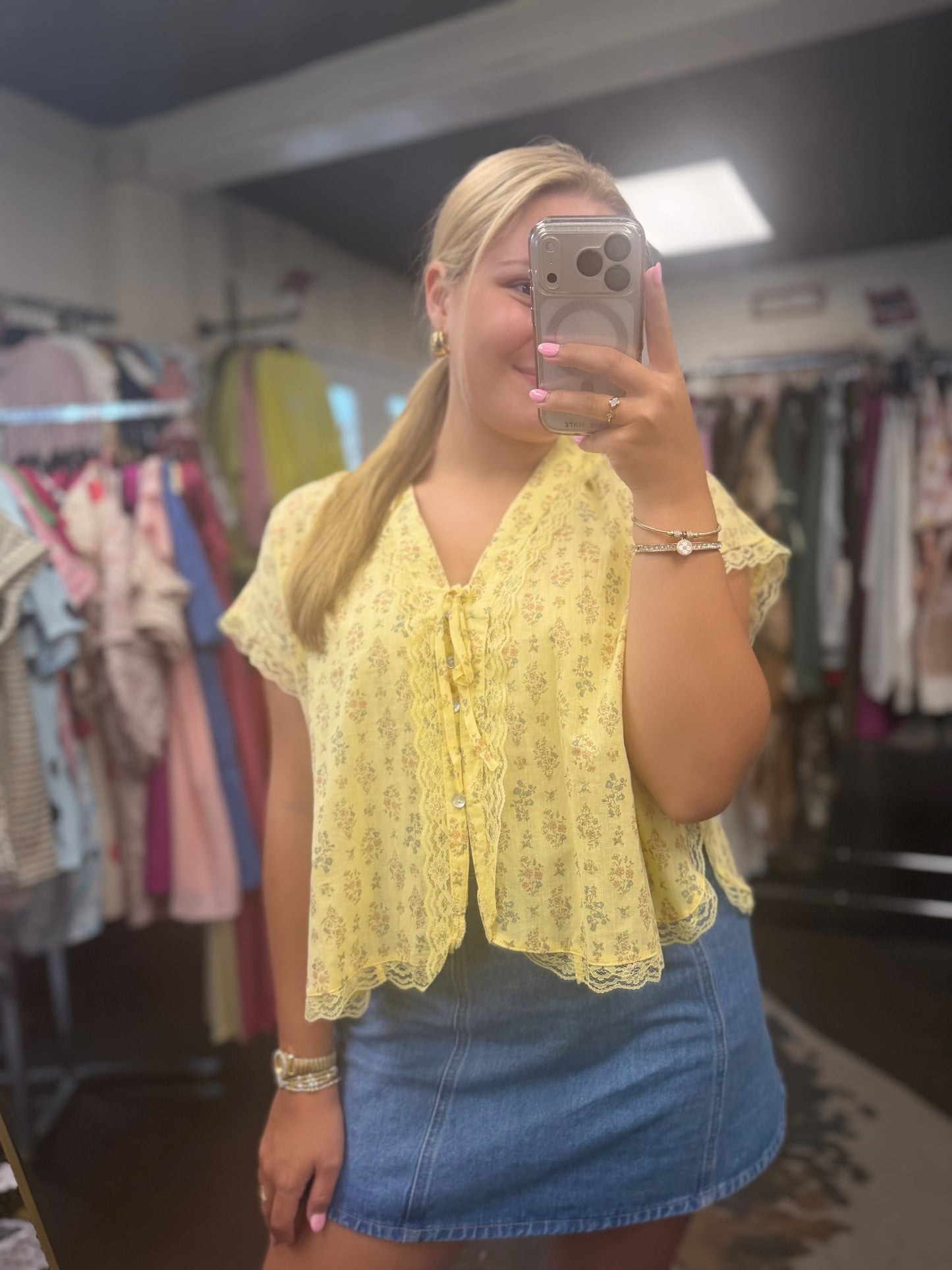 Romantic Floral Lace Tie Blouse