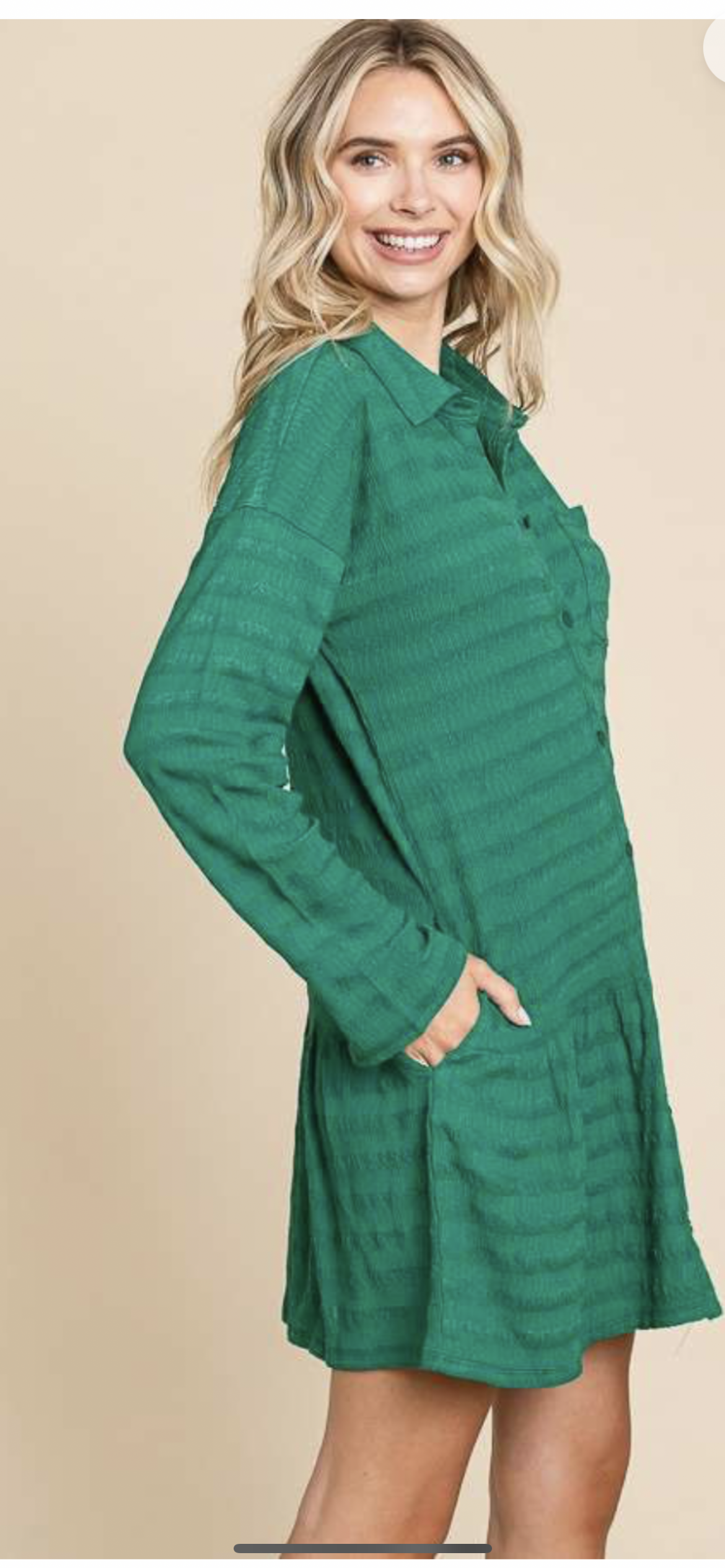 Micro crinkle button dress