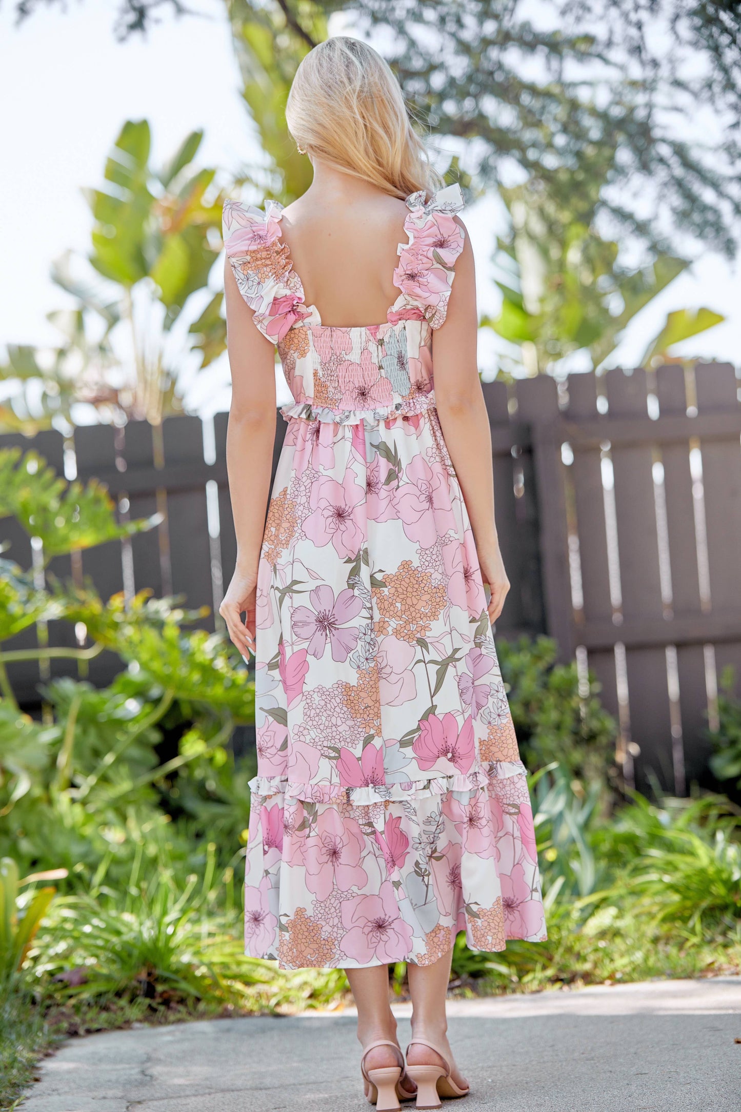 Floral Ruffled Midi Dress