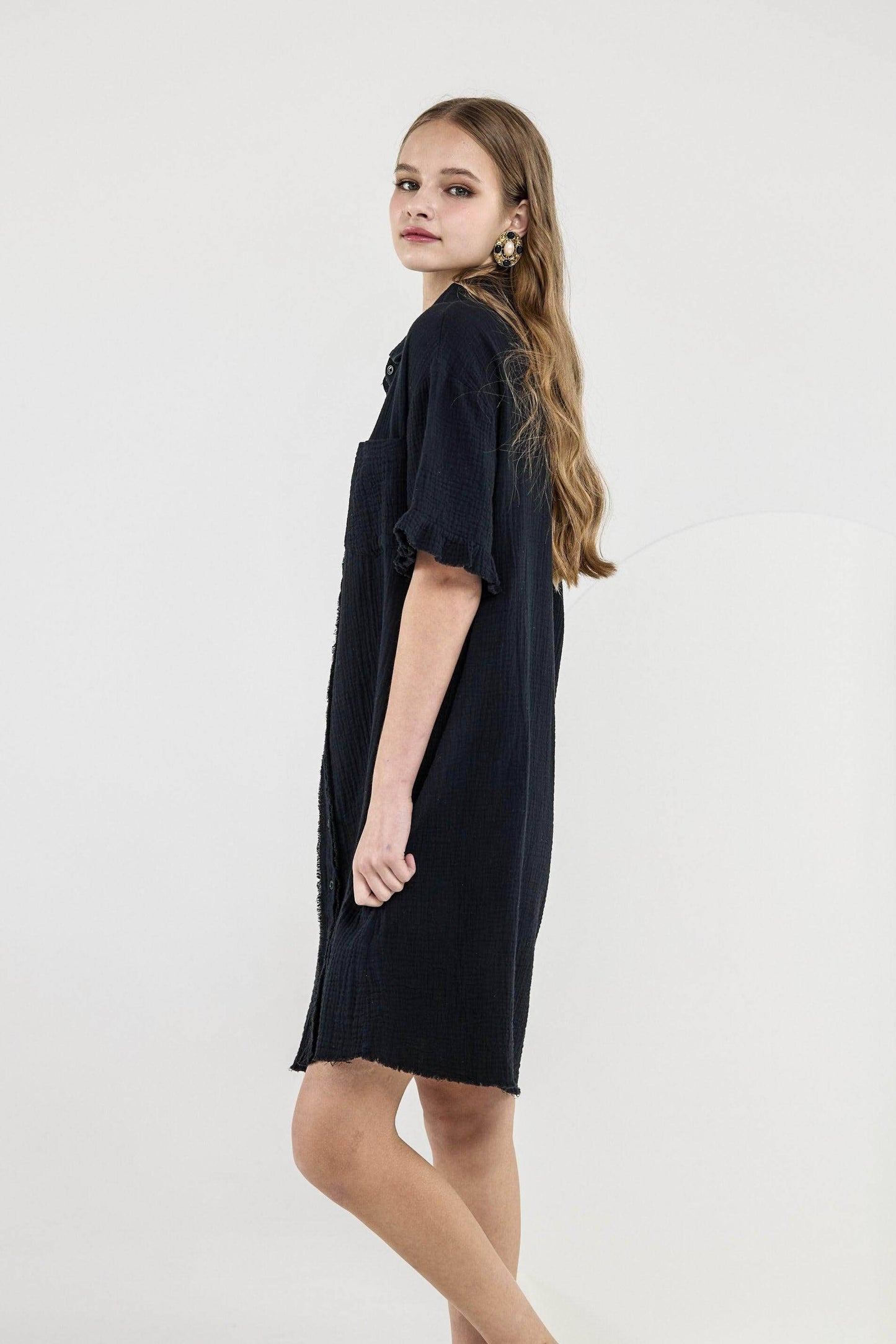 Solid Shift Dress: