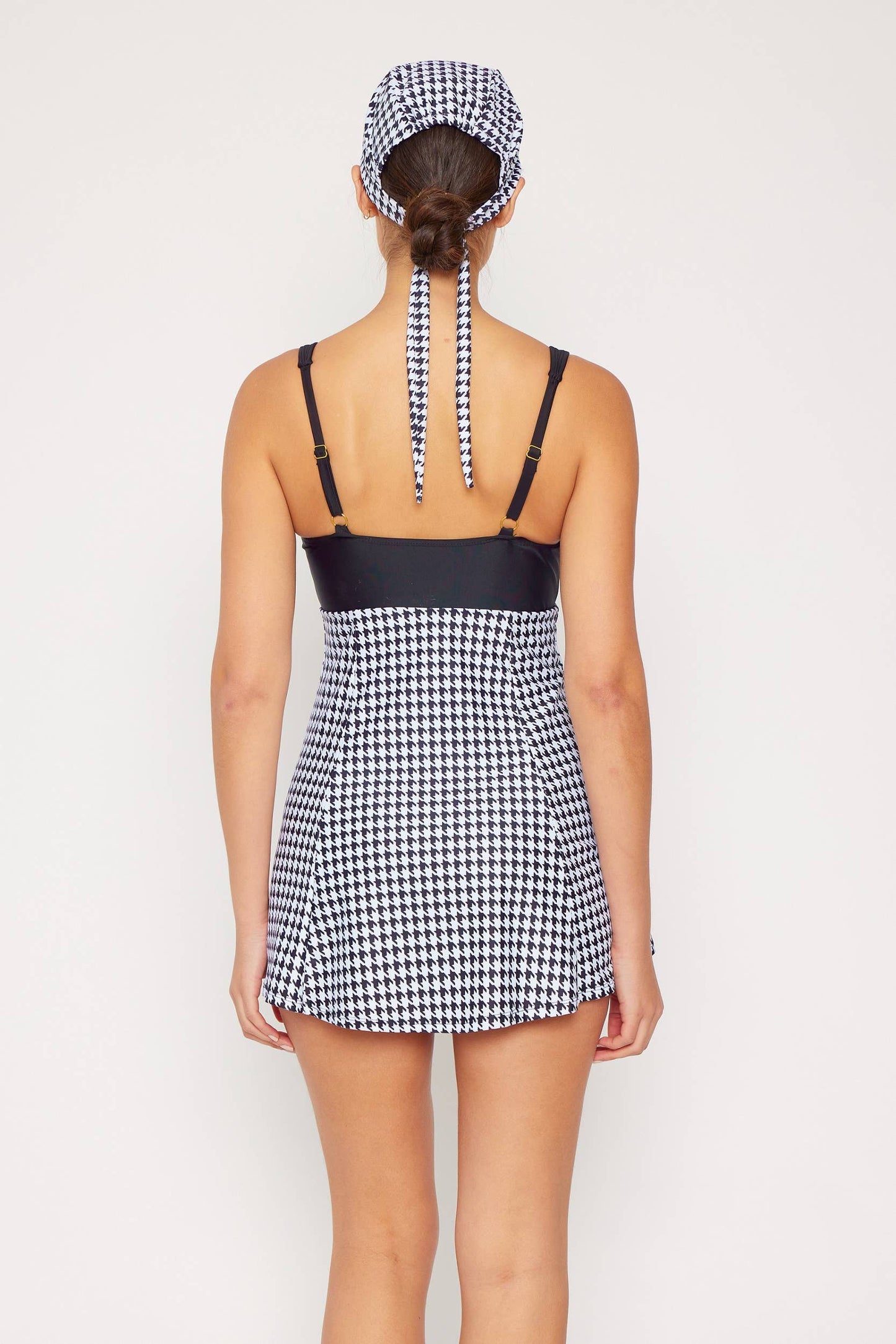 Skirted Maillot 1pc HoundsTooth