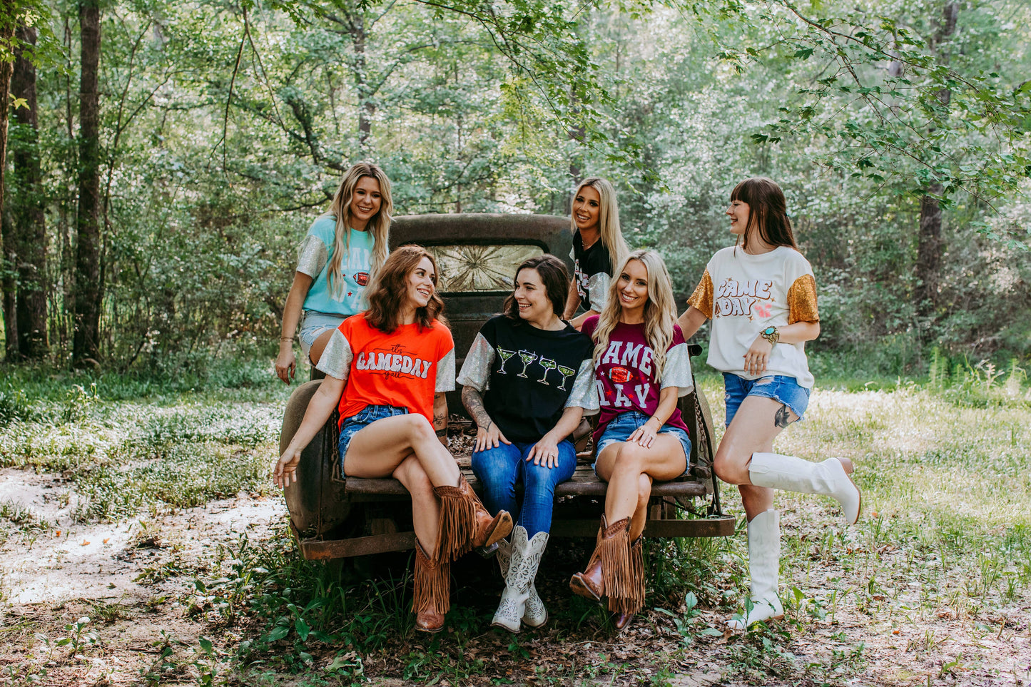 Sequins Embroidery Game Day Tee (Burgundy):