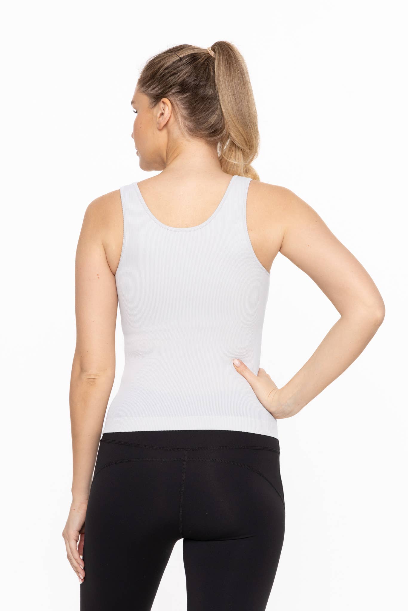 Classic Seamless Ribbed Tank Top: White with padding
