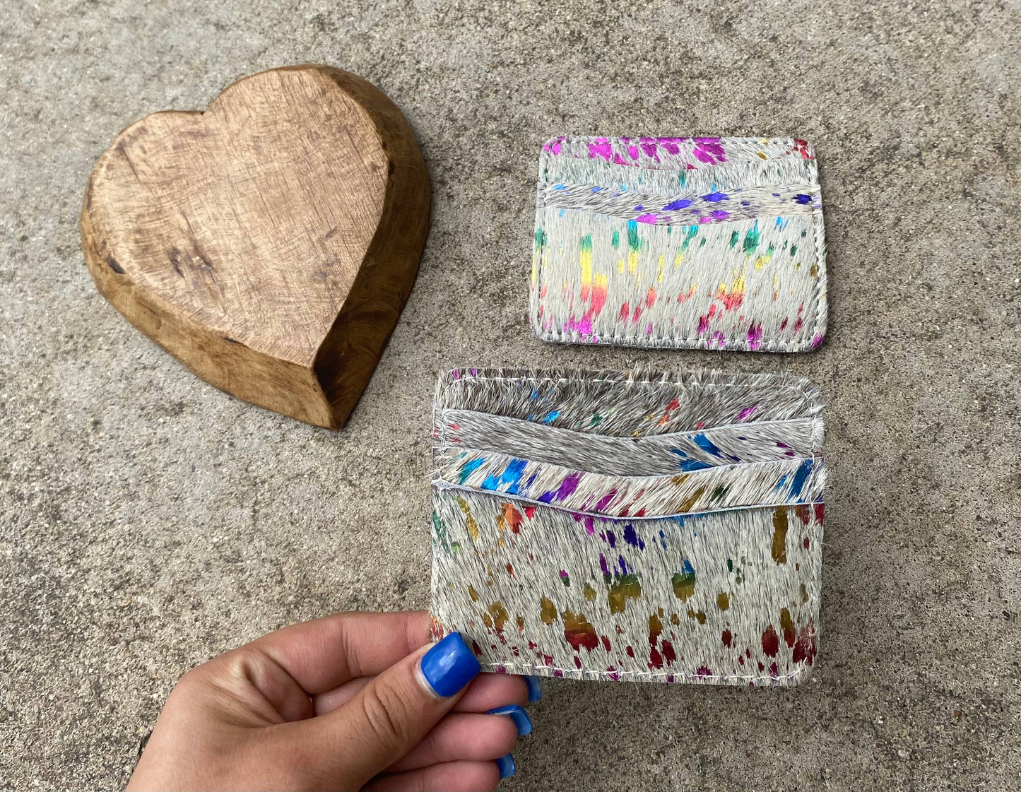 Rainbow Cowhide credit card wallet