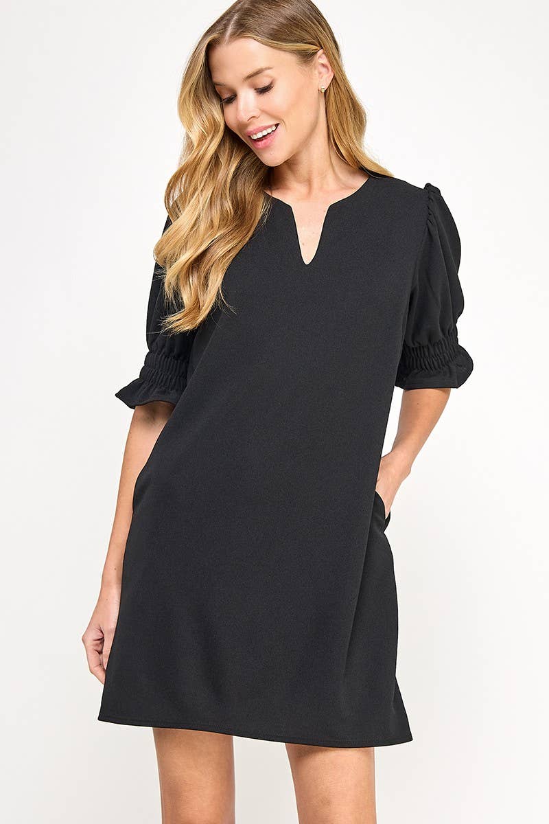 Solid Shift Dress: