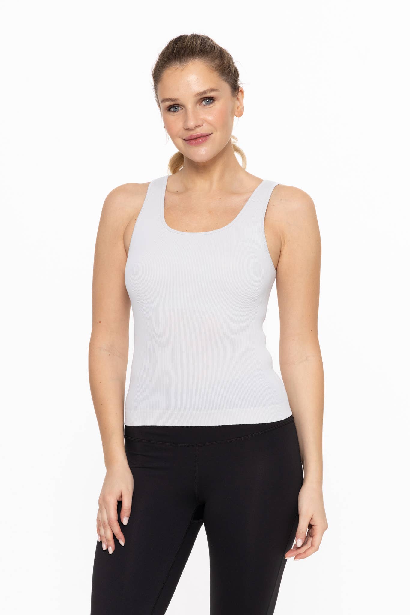 Classic Seamless Ribbed Tank Top: White with padding