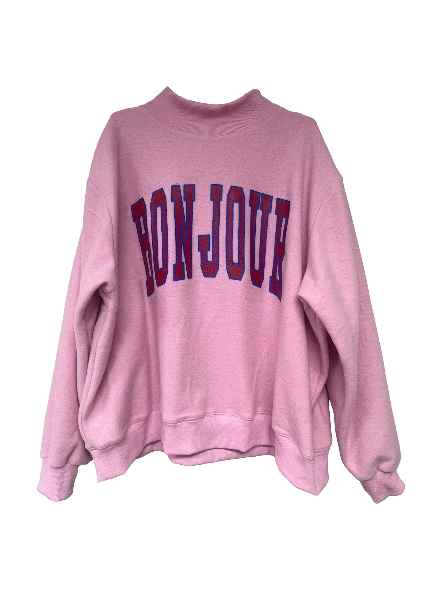 'PARIS&BONJOUR' Reversible Mockneck Sweatshirt