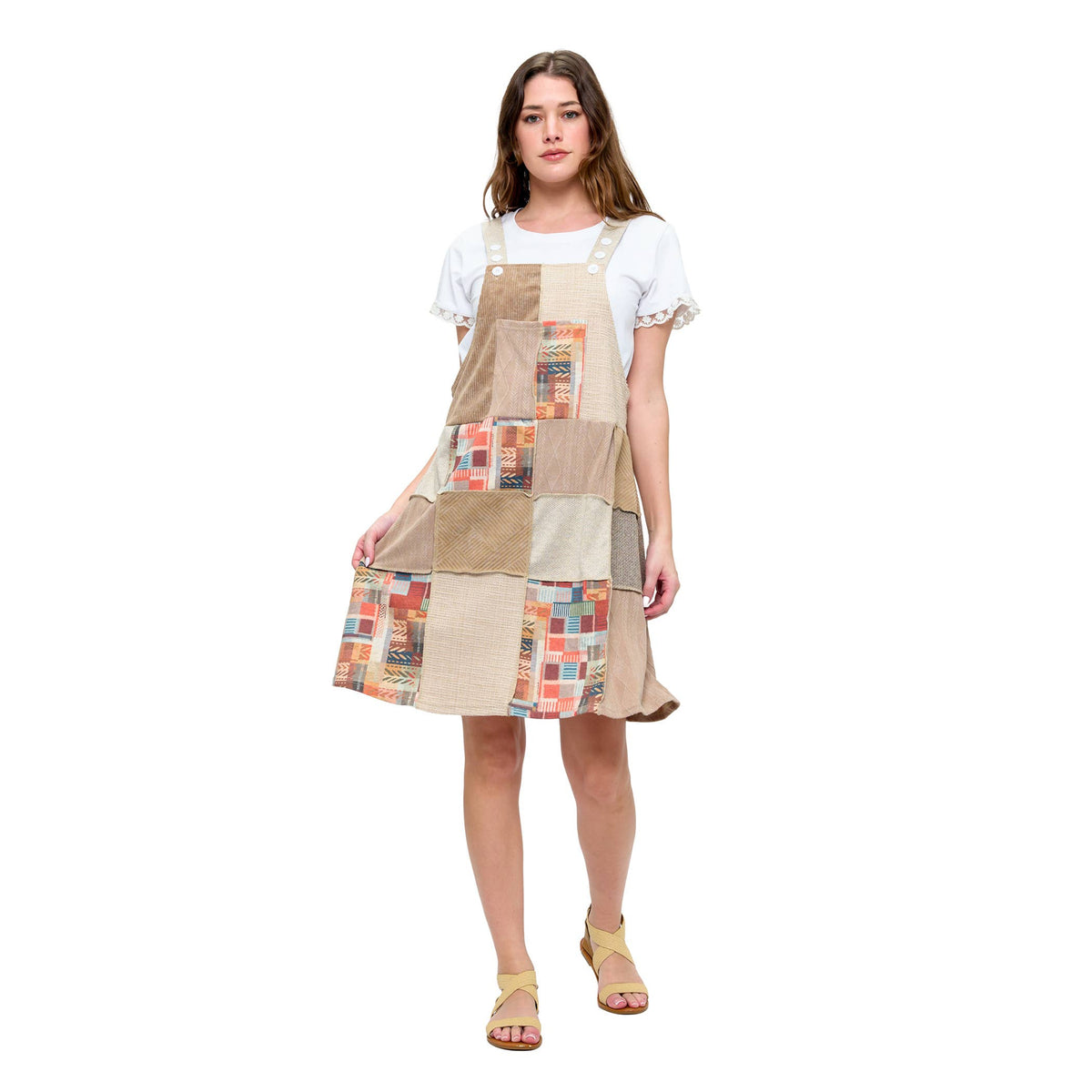 Overall Knee Dress Patchwork