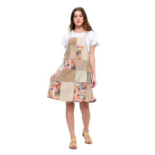 Overall Knee Dress Patchwork