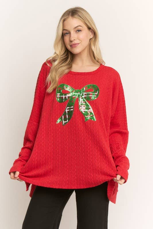 LONG SLEEVE TOP WITH CHRISTMAS PATCH