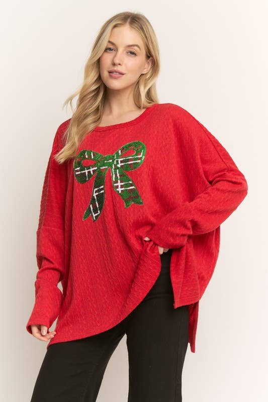 LONG SLEEVE TOP WITH CHRISTMAS PATCH