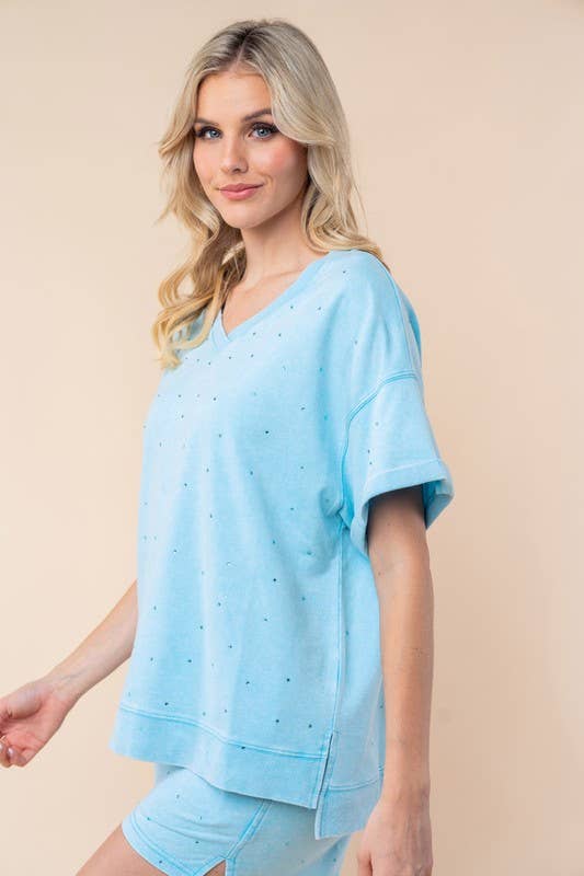 Short Sleeve Solid Knit Top