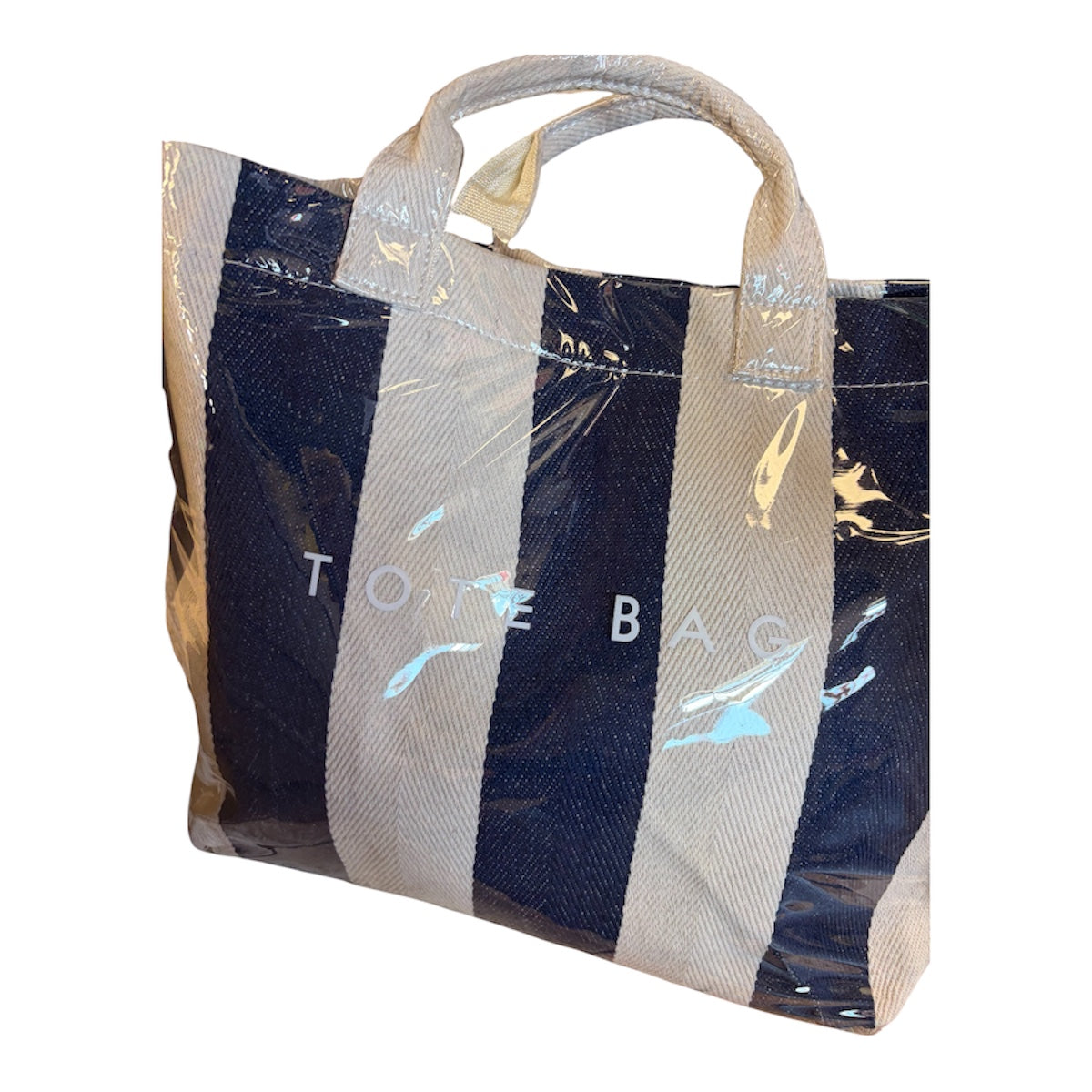 Navy stripe wipeable tote !💙