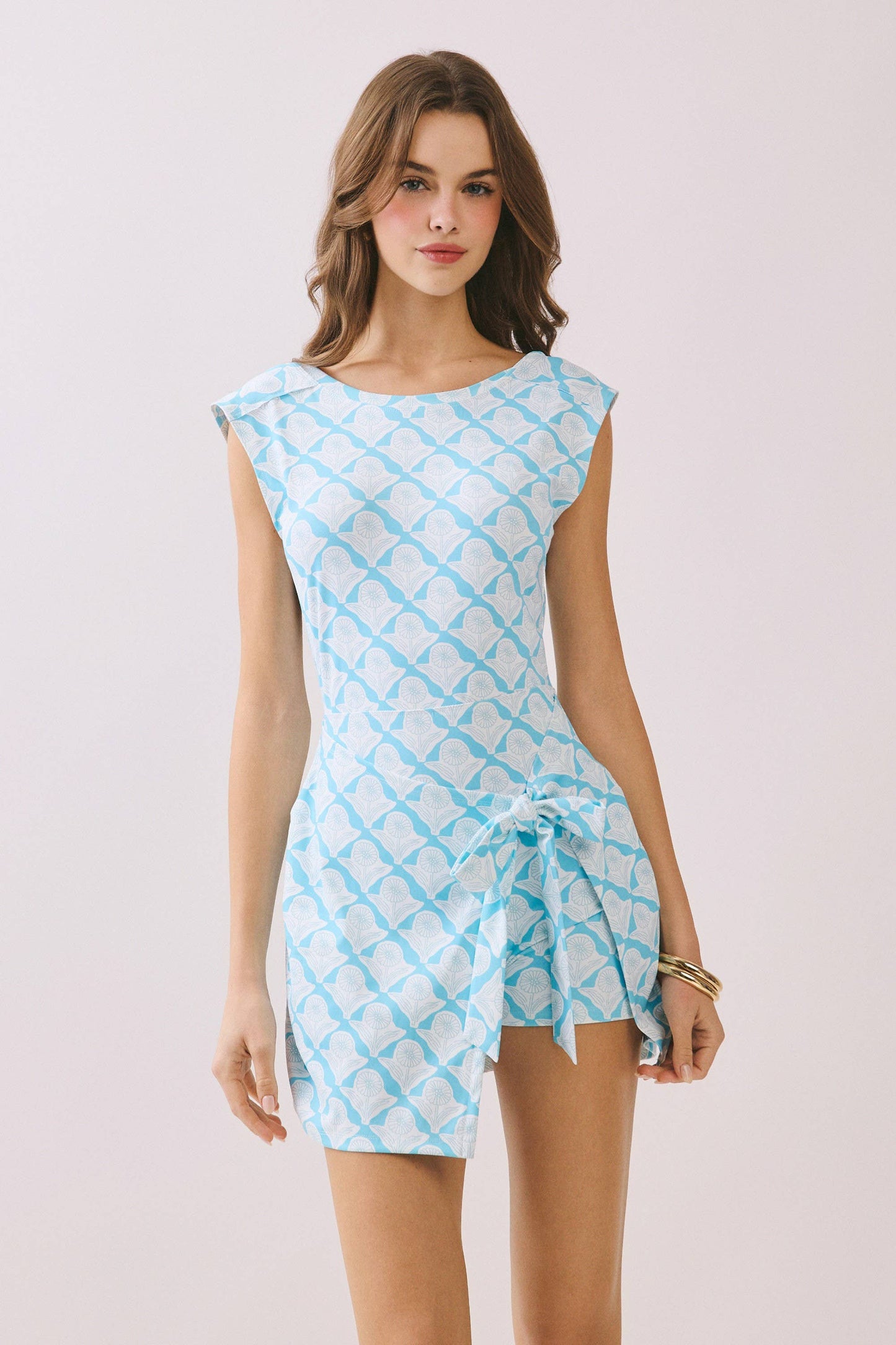 Print Front Side Tie Detail athletic romper