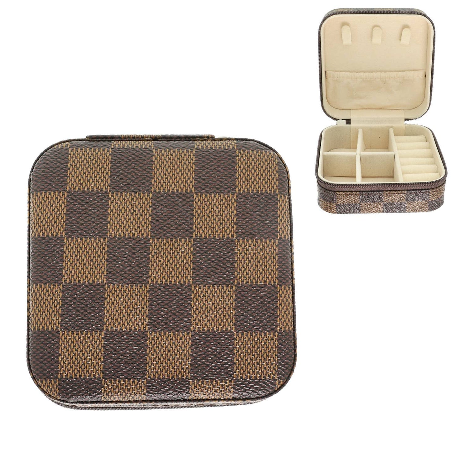 SP Sophia Collection - Checker Pattern PU Leather Jewelry Box