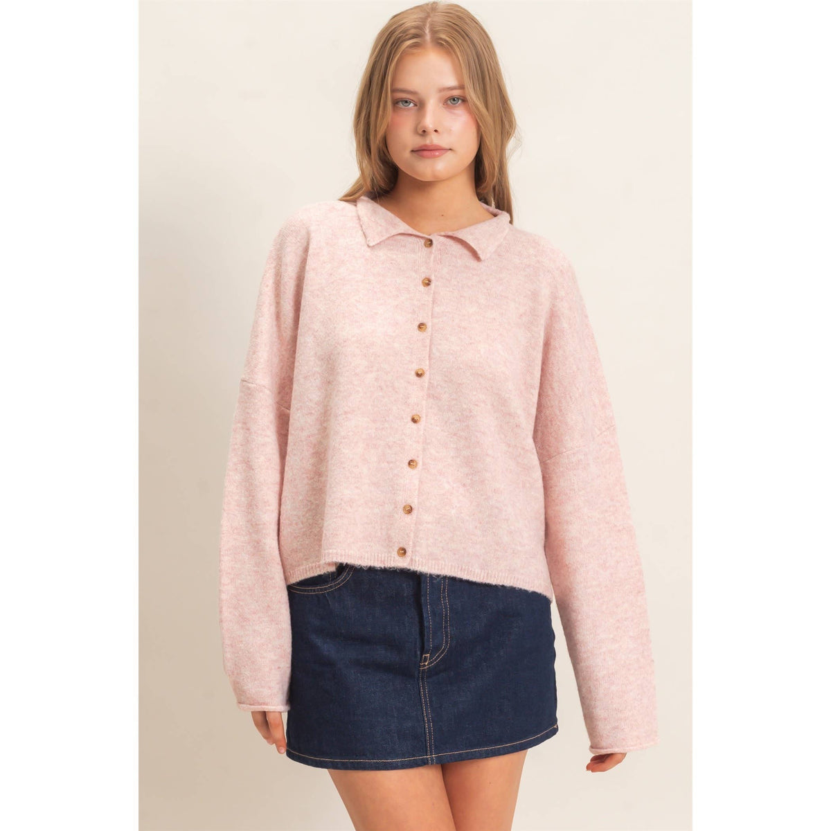 Button-Up Collared Sweater Cardigan