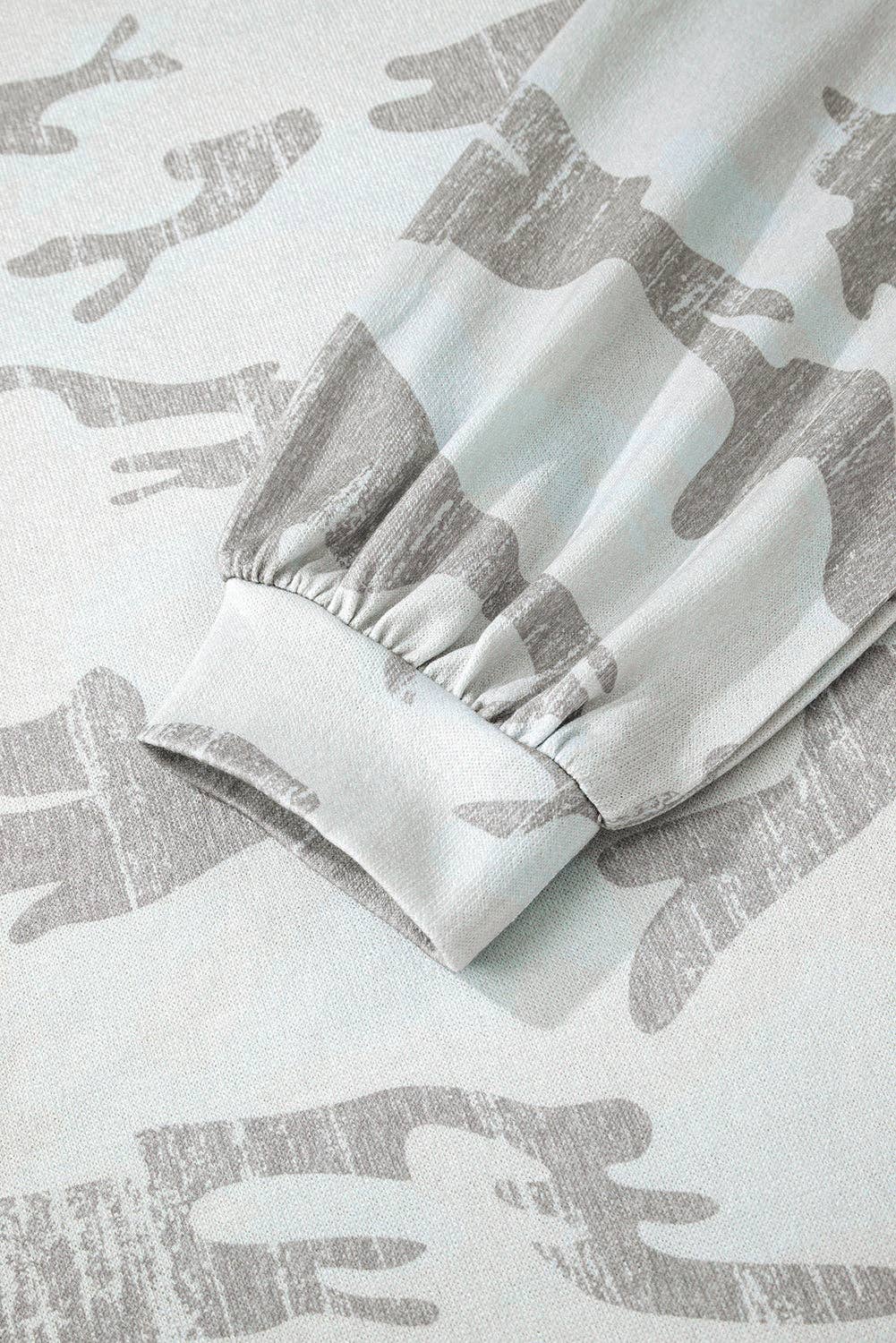 LALA LOO - Camouflage Round Neck Sweatshirt