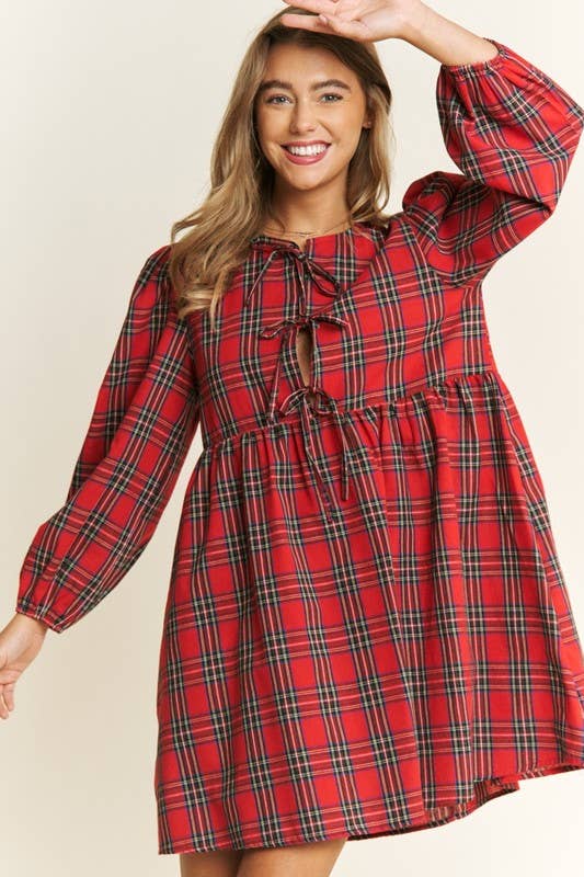 Plaid bow holiday dress