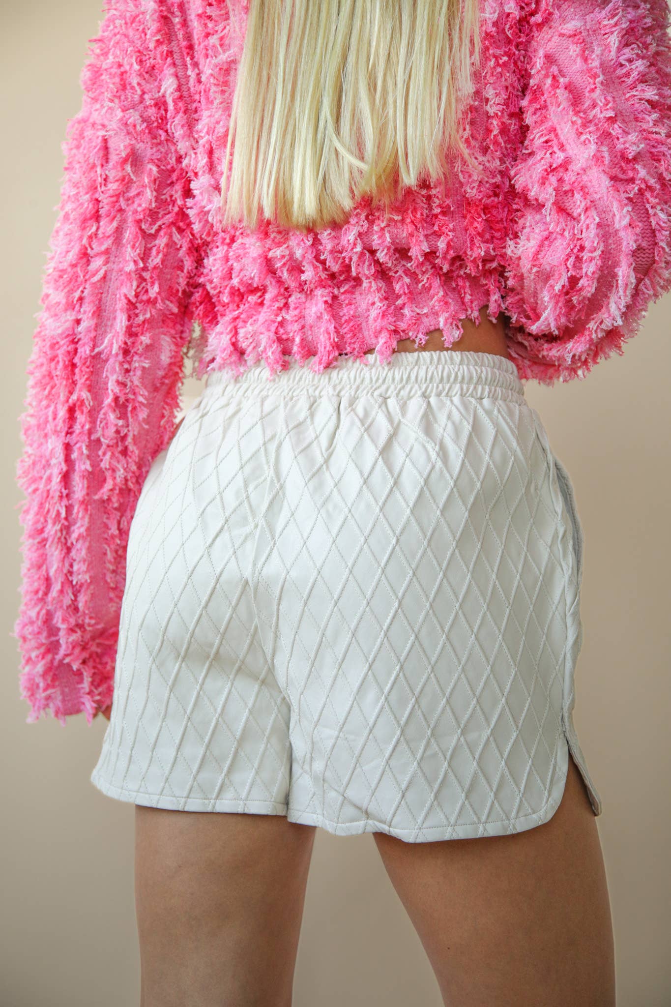 Available soon!🥰Quilted Textured Leather Shorts