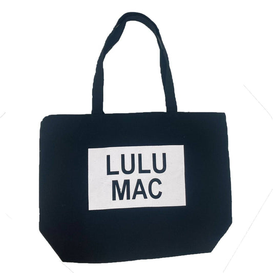 Lulu Mac Canvas Tote-Black With White Logo