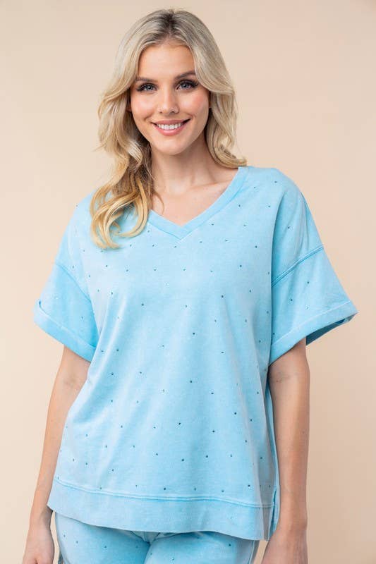 Short Sleeve Solid Knit Top